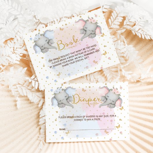 Luier Raffle Roze Blauwe Bloemenolifant Informatiekaartje