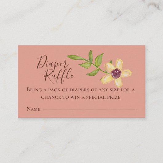 Luier Raffle Roze Bloem Bloem Zoet Informatiekaartje (Voorkant)