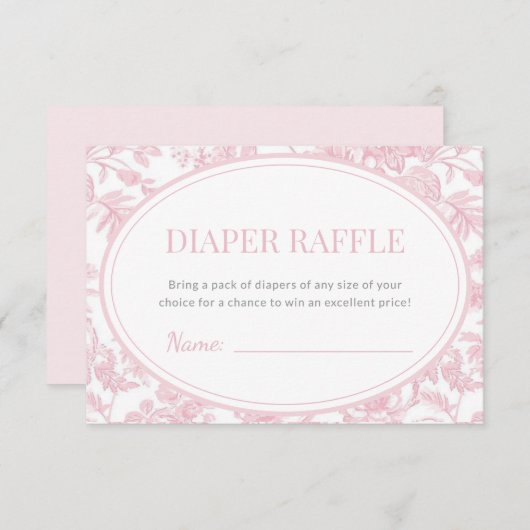 Luier Raffle Roze Chinoiserie Toile Baby shower Informatiekaartje (Voorkant / Achterkant)
