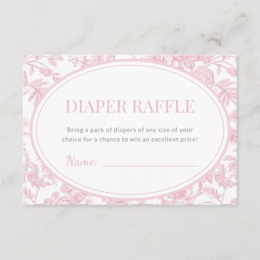 Luier Raffle Roze Chinoiserie Toile Baby shower Informatiekaartje (Voorkant)