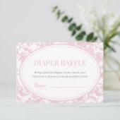 Luier Raffle Roze Chinoiserie Toile Baby shower Informatiekaartje (Staand voorkant)