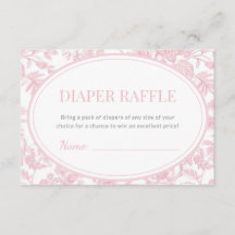 Luier Raffle Roze Chinoiserie Toile Baby shower
