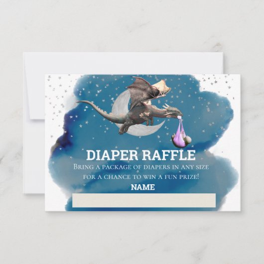 Luier Raffle Roze Draak Zilveren Ster Kaart (Voorkant)