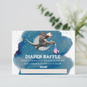 Luier Raffle Roze Draak Zilveren Ster Kaart (Staand voorkant)