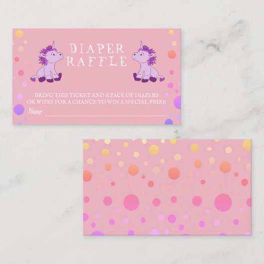 Luier Raffle Roze Eenhoorn Twins Meisje Baby showe Informatiekaartje (Voorkant / Achterkant)