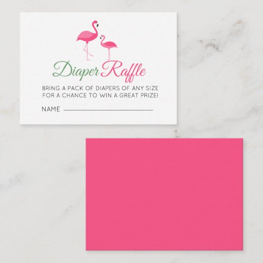 Luier Raffle Roze Flamingo Baby shower Informatiekaartje (Voorkant / Achterkant)