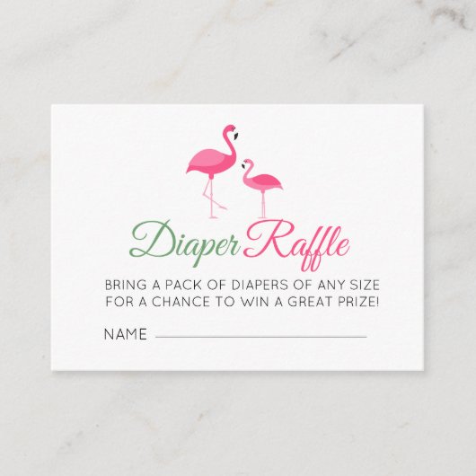 Luier Raffle Roze Flamingo Baby shower Informatiekaartje (Voorkant)
