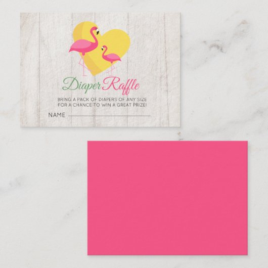 Luier Raffle Roze Flamingo Baby shower Informatiekaartje (Voorkant / Achterkant)
