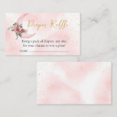 Luier Raffle Roze Goud We zijn over de maan Informatiekaartje (Voorkant / Achterkant)