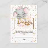 Luier Raffle Roze Gouden Bloemenolifant Informatiekaartje (Voorkant)