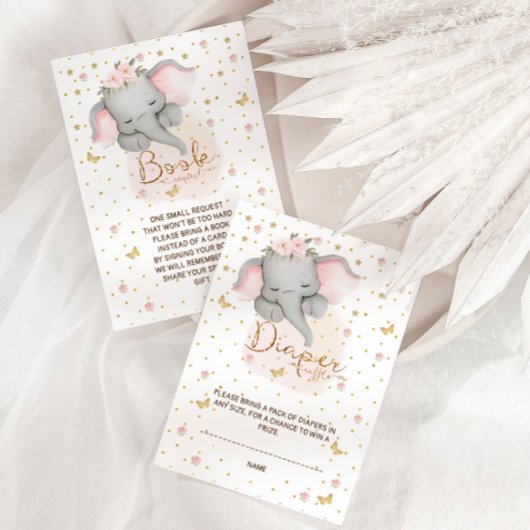 Luier Raffle Roze Gouden Bloemenolifant Informatiekaartje