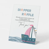 Luier Raffle Roze Nautisch Baby shower Reclamebord Met Voetstuk (Voorkant)