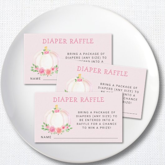 Luier Raffle Roze Pompoen Baby shower Informatiekaartje