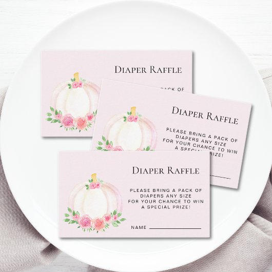 Luier Raffle Roze Pompoen Baby shower Informatiekaartje