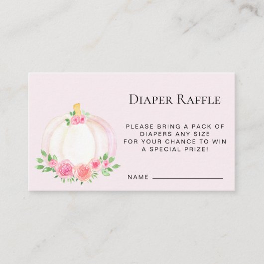 Luier Raffle Roze Pompoen Baby shower Informatiekaartje (Voorkant)