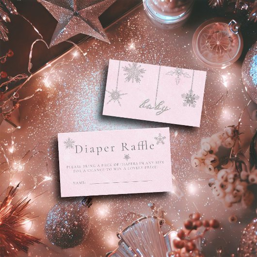 Luier Raffle Roze Rhinestone Meisje Baby shower Informatiekaartje