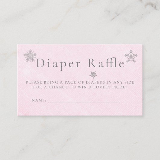 Luier Raffle Roze Rhinestone Meisje Baby shower Informatiekaartje (Voorkant)