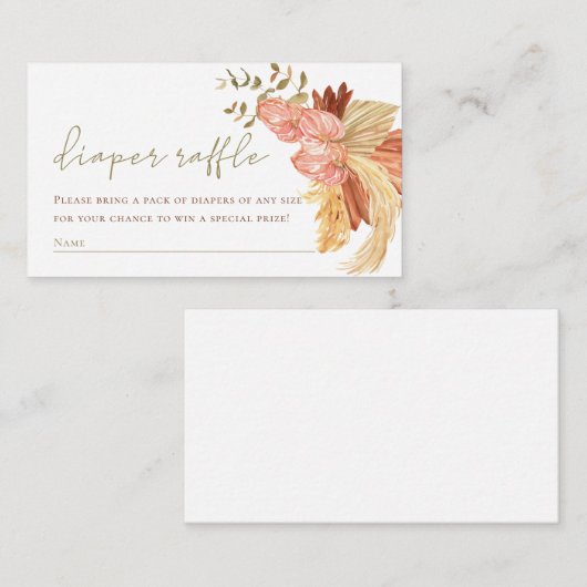 Luier Raffle Rust bloemenboho Baby shower Informatiekaartje (Voorkant / Achterkant)