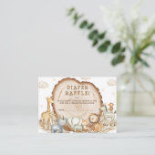 Luier Raffle Safari Dieren Baby shower Rustiek Informatiekaartje (Staand voorkant)