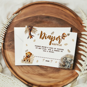 Luier Raffle Safari Leuke Dieren Boho Baby shower Informatiekaartje