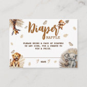 Luier Raffle Safari Leuke Dieren Boho Baby shower Informatiekaartje (Voorkant)