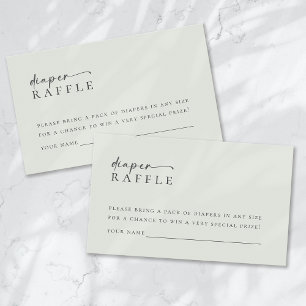 Luier Raffle Sage Groen Minimalistisch Baby shower Informatiekaartje