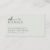 Luier Raffle Sage Groen Minimalistisch Baby shower Informatiekaartje (Achterkant)