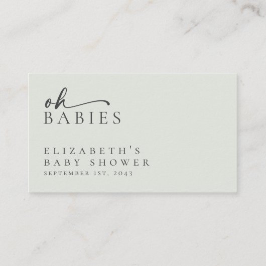 Luier Raffle Sage Groen Minimalistisch Baby shower Informatiekaartje (Achterkant)