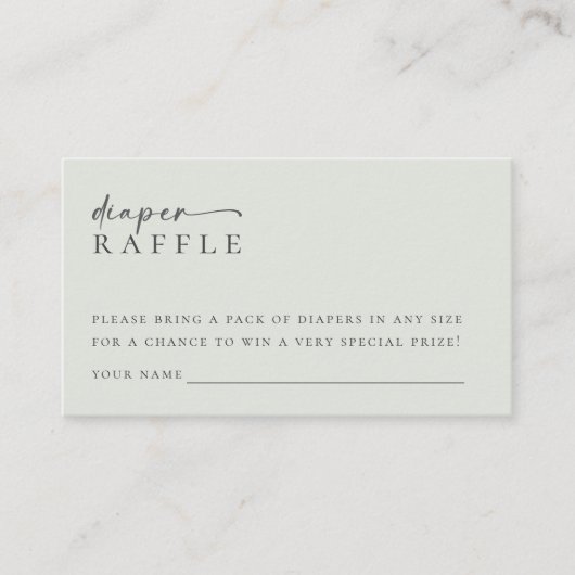 Luier Raffle Sage Groen Minimalistisch Baby shower Informatiekaartje (Voorkant)