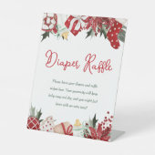 Luier Raffle Santa Baby shower Reclamebord Met Voetstuk (Voorkant)