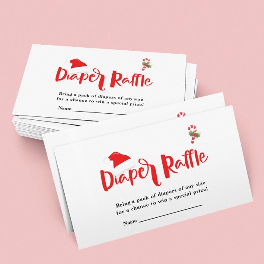 Luier Raffle Santa Christmas Winter Baby shower Informatiekaartje