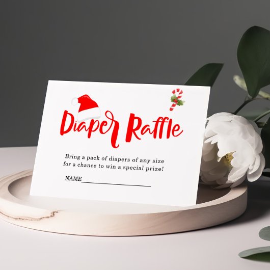 Luier Raffle Santa Christmas Winter Baby shower Informatiekaartje