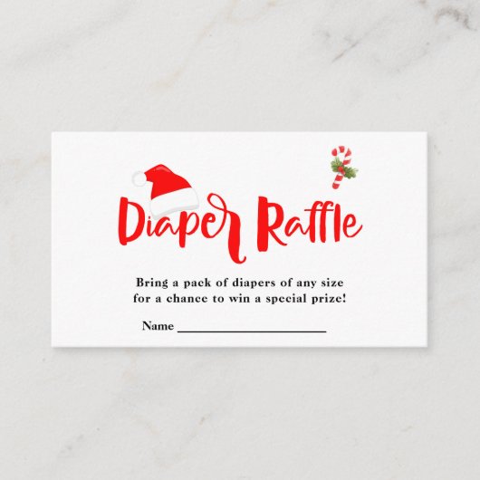 Luier Raffle Santa Christmas Winter Baby shower Informatiekaartje (Voorkant)