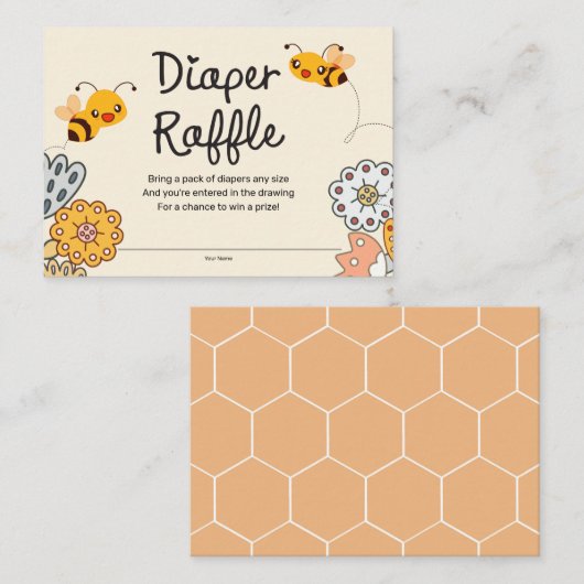 Luier Raffle Schattige Bumble Bees Baby shower Informatiekaartje (Voorkant / Achterkant)
