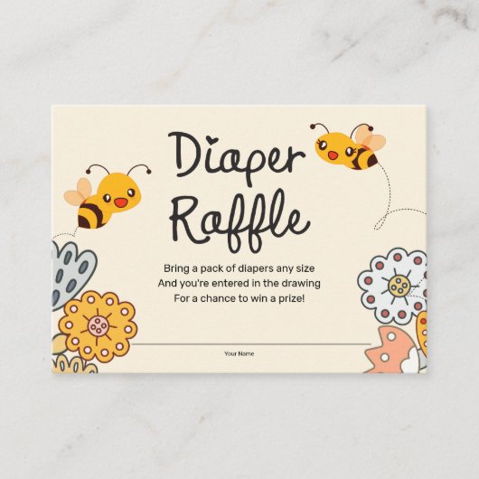 Luier Raffle Schattige Bumble Bees Baby shower Informatiekaartje (Voorkant)