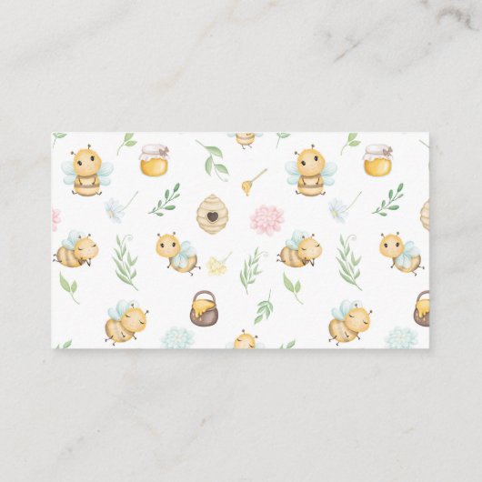 Luier Raffle Schattige Bumblebee Geslacht Neutrale Informatiekaartje (Achterkant)