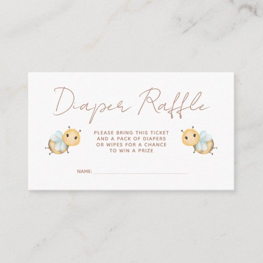 Luier Raffle Schattige Bumblebee Geslacht Neutrale Informatiekaartje (Voorkant)