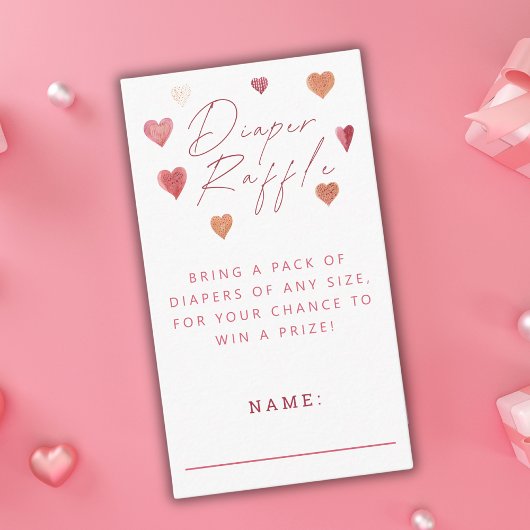 Luier Raffle Schattige Hearts Baby shower Girly Informatiekaartje