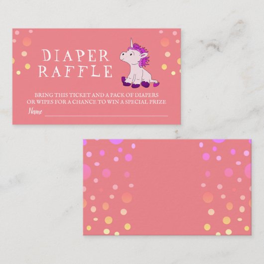 Luier Raffle Schattige Roze Eenhoorn Baby Meisje Informatiekaartje (Voorkant / Achterkant)
