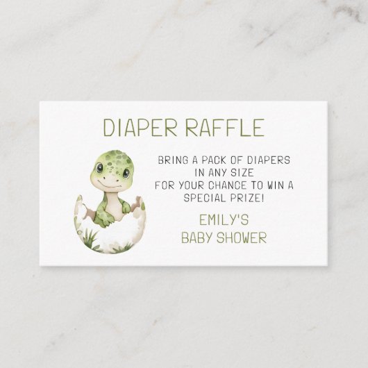 Luier Raffle Schattigee Dinosaurus Waterverf Baby  Informatiekaartje (Voorkant)