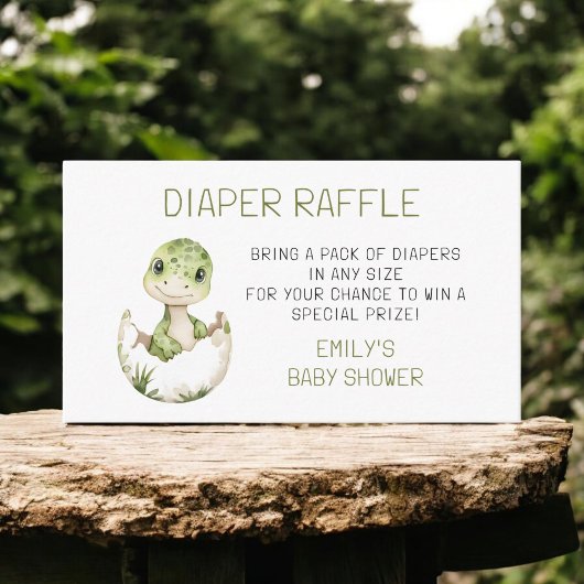 Luier Raffle Schattigee Dinosaurus Waterverf Baby  Informatiekaartje