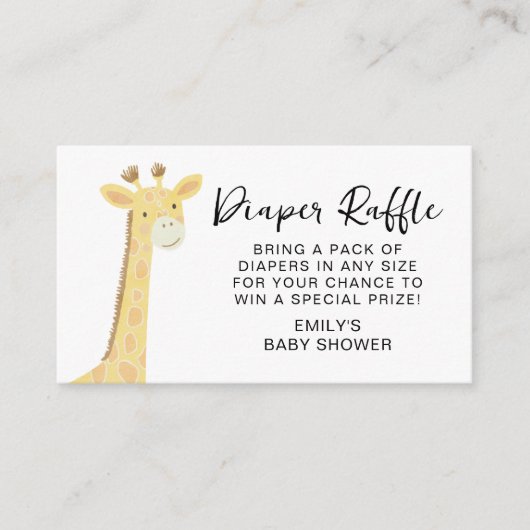 Luier Raffle Schattigee Safari Dieren Baby shower Informatiekaartje (Voorkant)