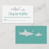 Luier Raffle Shark Wit Groen Baby shower Informatiekaartje (Voorkant / Achterkant)
