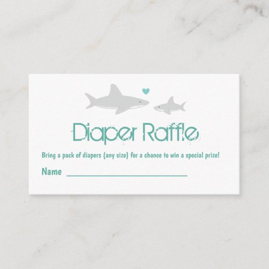 Luier Raffle Shark Wit Groen Baby shower Informatiekaartje (Voorkant)