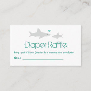 Luier Raffle Shark Wit Groen Baby shower Informatiekaartje