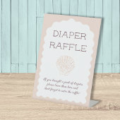 Luier Raffle Sign Beach Babe Seashell Baby shower Reclamebord Met Voetstuk