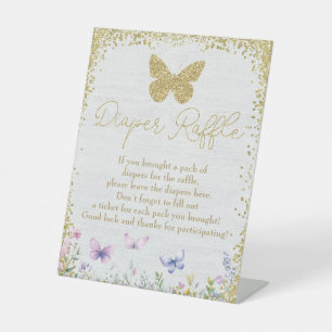 Luier Raffle Sign Butterfly Baby shower Reclamebord Met Voetstuk