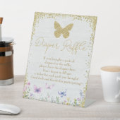 Luier Raffle Sign Butterfly Baby shower Reclamebord Met Voetstuk (Insitu)