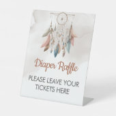 Luier Raffle Sign Dreamcatcher Boho Pastel Reclamebord Met Voetstuk (Voorkant)
