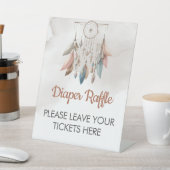 Luier Raffle Sign Dreamcatcher Boho Pastel Reclamebord Met Voetstuk (Insitu)